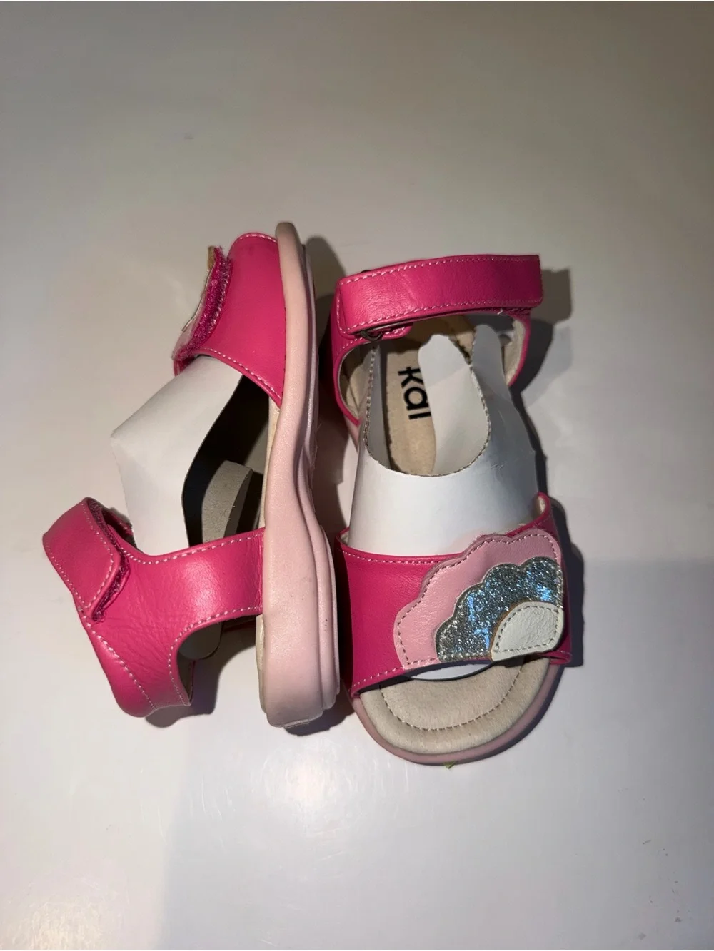See Kai Run Hot Pink and White Floral Applique Toddler Sandals